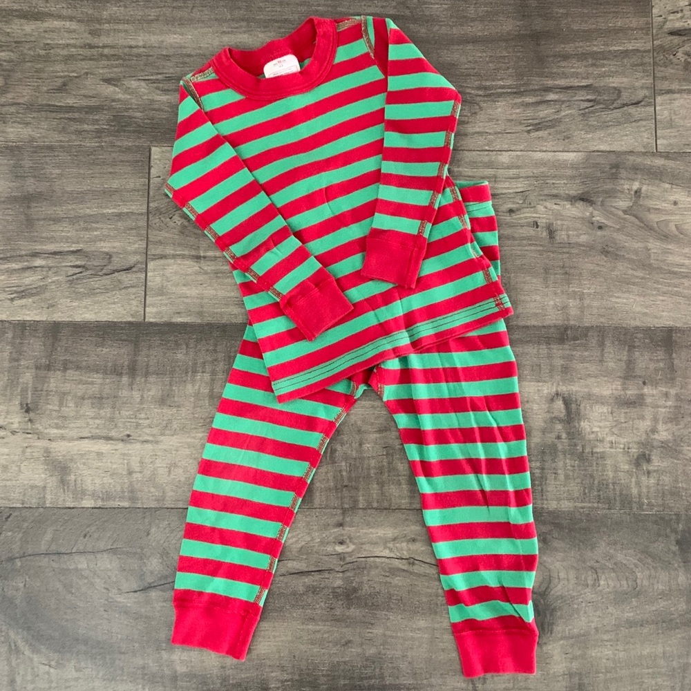 Hanna Andersson Red & Green Stripe Pajamas, Size 3